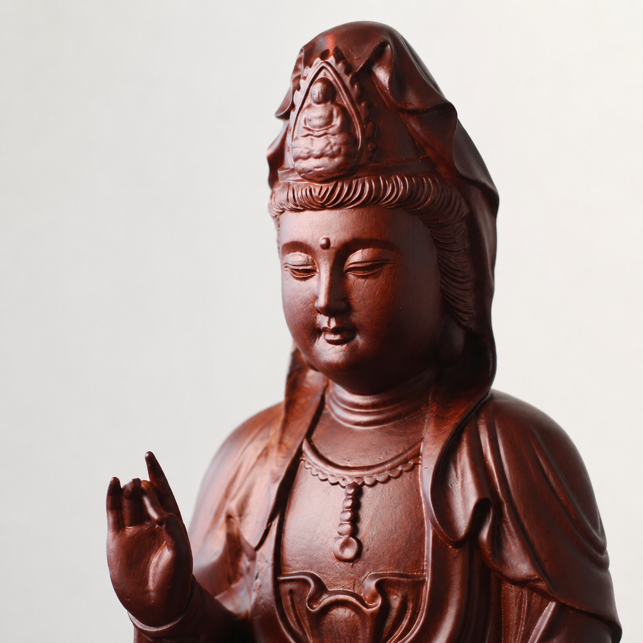 Guanyin Bodhisattva Padauk Wood Statue