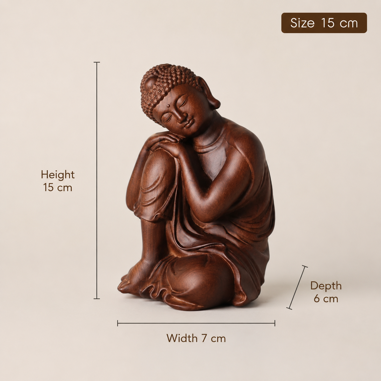 Serene Buddha Padauk Wood Statue
