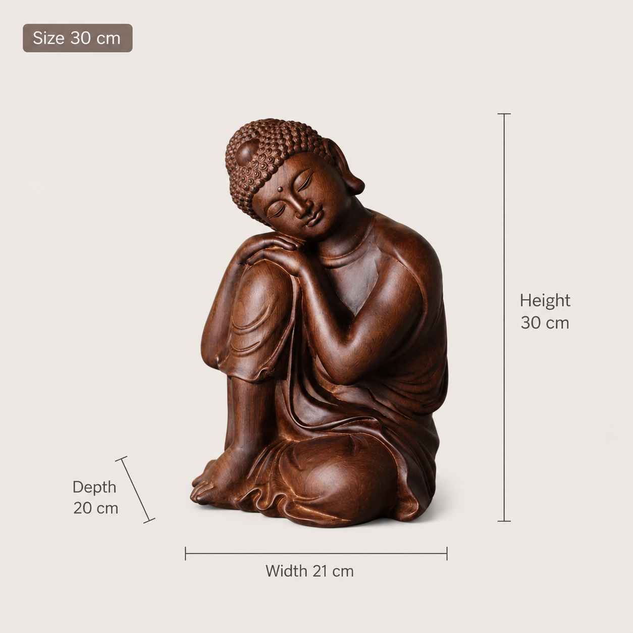 Serene Buddha Padauk Wood Statue