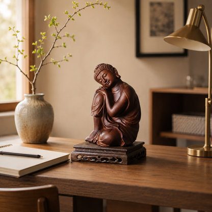 Serene Buddha Padauk Wood Statue