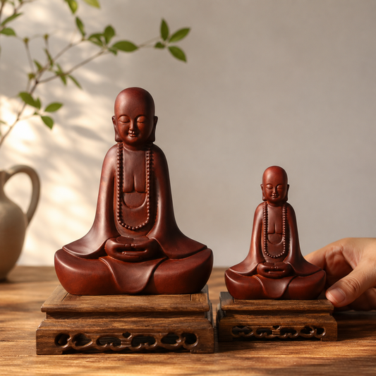 Zen Monk Padauk Wood Statue