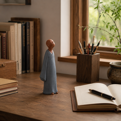 Cute Little Monk Statue Set