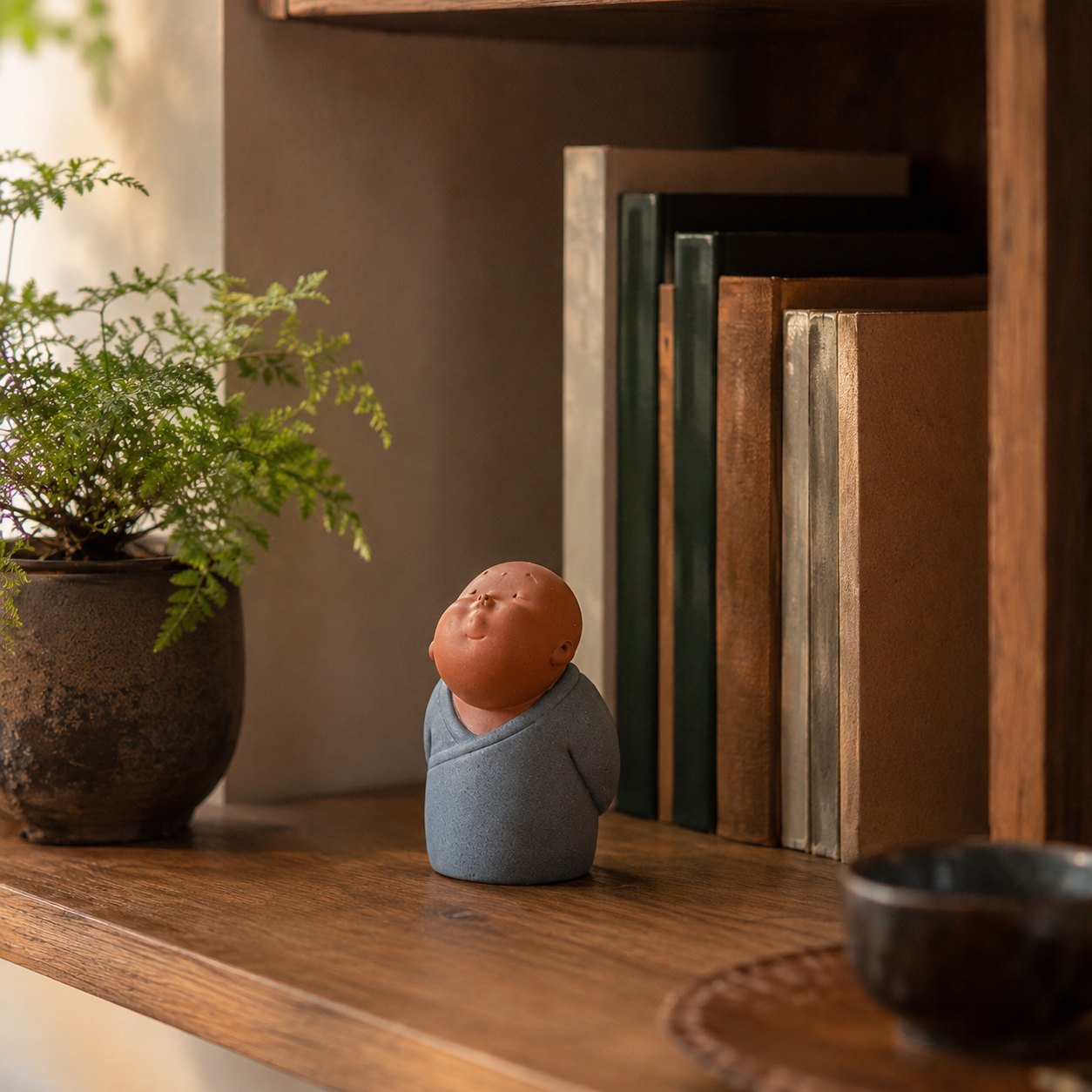 Cute Little Monk Statue Set