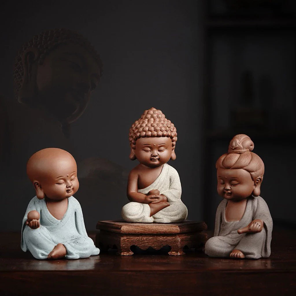 Mini Meditating Monk Resin Stone Statue