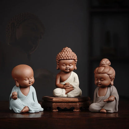 Mini Meditating Monk Resin Stone Statue