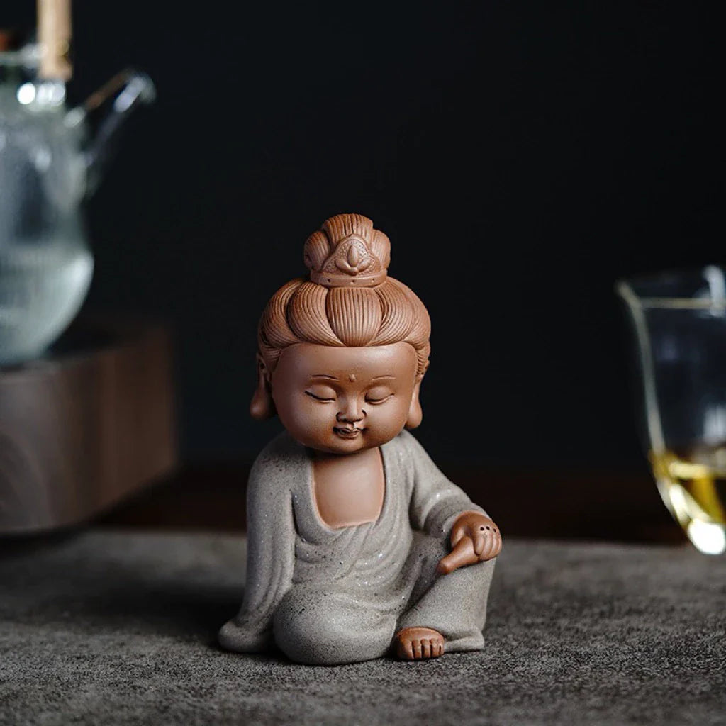Mini Meditating Monk Resin Stone Statue