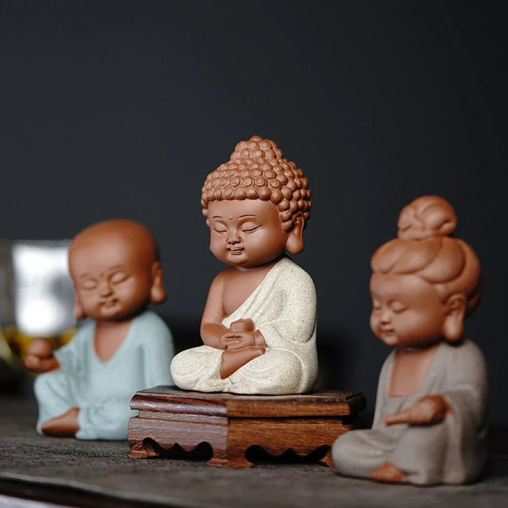 Mini Meditating Monk Resin Stone Statue
